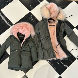 Pre Owned Nicole Benisti Belleville Fox Fur Lined Parka/Anorak Jacket Mommy & Me